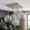 Cluster-plafondlamp Koyoto met 5 heldere glazen bollen boven de eettafel