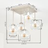 Cluster-plafondlamp Koyoto met 5 heldere glazen bollen boven de eettafel
