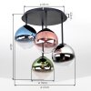 Cluster-plafondlamp Chehalis, 4 glazen bollen in blauw, chroom en groen