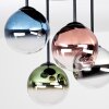 Cluster-plafondlamp Chehalis, 4 glazen bollen in blauw, chroom en groen