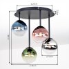 Plafondlamp Chehalis met 4 bonte glazen bollen in clusteropstelling, ø 12 cm, G9-fitting