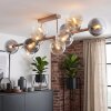 Moderne cluster-plafondlamp Gastor met 10 glazen bollen in amber, helder en rookkleurig