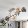 Moderne cluster-plafondlamp Gastor met 10 glazen bollen in amber, helder en rookkleurig