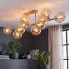 Zandkleurige cluster-plafondlamp Gastor met 10 amberkleurige glazen bollen ø 15 cm