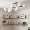 Moderne 10-lichts Cluster-plafondlamp Gastor met witte glazen bollen, zandkleurig