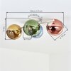 Cluster-plafondlamp Koyoto met 4 glazen kappen in blauw, goud, groen en koper