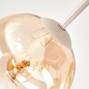 Cluster-plafondlamp Koyoto met 5 amberkleurige glazen bollen, met zandkleurige plafondplaat