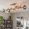 Cluster-plafondlamp Koyoto met 10 glazen bollen in amber, helder en rookkleurig, ø 15 cm