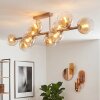 Moderne Cluster-plafondlamp Koyoto met 10 amberkleurige en heldere glazen bollen