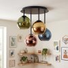 Koyoto plafondlamp met globe kappen, 4-lichts rond ø 25 cm, retro vintage