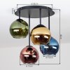 Koyoto plafondlamp met globe kappen, 4-lichts rond ø 25 cm, retro vintage