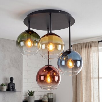 Koyoto retro plafondlamp 4-lichts met bolvormige lampenkappen E14 Ø 38 cm