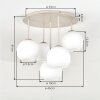 Plafondlamp met glazen bollen Koyoto, cluster met 5 witte kappen voor de eettafel