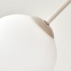 Plafondlamp met glazen bollen Koyoto, cluster met 5 witte kappen voor de eettafel