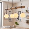 Houten-balk-hanglamp Koyoto, wikkelbare kabels, 4 lichtpunten voor de eettafel
