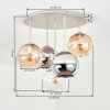 Cluster-plafondlamp Koyoto met 5 bollen in amber en rookkleurig glas