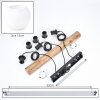 Houten balk-hanglamp Koyoto met 3 witte glazen bollen, kabels rond de balk te wikkelen