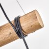Houten balk-hanglamp Koyoto met 3 witte glazen bollen, kabels rond de balk te wikkelen