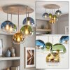 Moderne Cluster-plafondlamp Koyoto met blauwe, gouden, groene en heldere glazen bollen