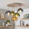 Moderne Cluster-plafondlamp Koyoto met blauwe, gouden, groene en heldere glazen bollen