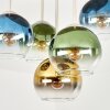 Moderne Cluster-plafondlamp Koyoto met blauwe, gouden, groene en heldere glazen bollen