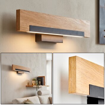 Inzino LED wandlamp met houten lat, langwerpige wandverlichting voor woonkamer