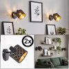 Wandlamp Tallaboa, set van 2, met goud-zwarte metalen rasterkap, draaibaar en zwenkbaar