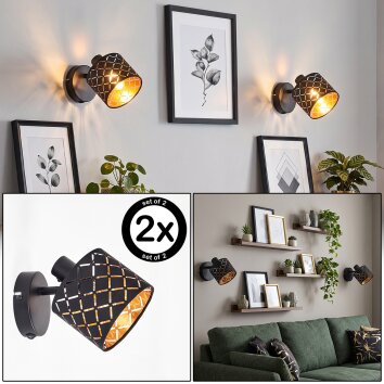 Tallaboa verstelbare wandlamp set van 2 met stoffen lampenkap met patroon