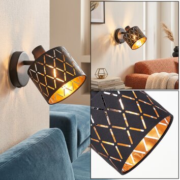 Alsen verstelbare wandlamp met schakelaar, geperforeerde kap met patroon, E14