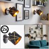Wandlamp Opatija, set van 2 met goudkleurige uitsparingen, verstelbare kap