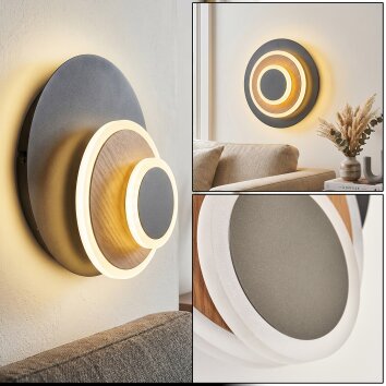 LED wandlamp Lemik met lichtgevende ringen, verstelbaar, 3000 Kelvin warmwit