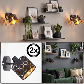 Moderne wandlamp Tallaboa, 2-delige set, geometrische rasterkap, draaibare kop