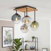 Cluster-plafondlamp Gastor met vier bollen in blauw, chroom, groen, helder en rookkleurig