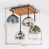Cluster-plafondlamp Gastor met vier bollen in blauw, chroom, groen, helder en rookkleurig