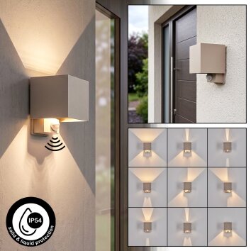 LED buitenwandlamp Tamarin voor entree met hoekige vorm, bewegingssensor, 3000 Kelvin, IP54