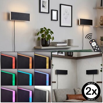 Axion rechthoekige LED wandlamp met afstandsbediening, 2-delige set, modern