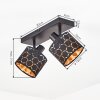 Alsen 2-lichts plafondlamp met draaibare en zwenkbare spots, honingraat lichtpatroon