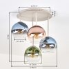 Cluster-plafondlamp Koyoto met 4 glazen bollen in blauw, groen, helder en koperkleurig