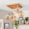 Boho kogellampje Gastor met 5 amberkleurige glazen kappen ø 15 cm op lamellenplaat