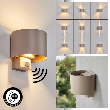 LED Wandlamp voor buiten Tamarin met zandkleur, bewegingsmelder, 3000 Kelvin warmwit, IP54