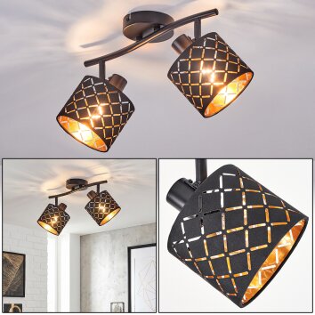 Tallaboa plafondlamp 2-lichts met draaibare spots en retro rasterkappen