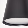 Plafondlamp Andian met boho-houten balk, drie zwarte kappen voor de eettafel, E27