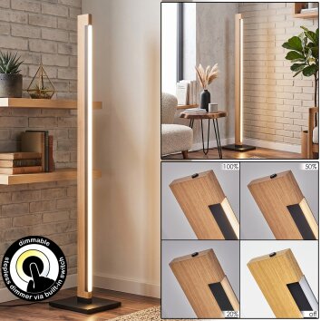 Inzino LED Stehlampe dimmbar per Fußschalter, Holzoptik, eckig, 123,5 cm