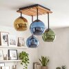 Cluster-plafondlamp Koyoto met lamellenplaat en 4 glazen bollen voor de eettafel