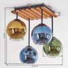 Cluster-plafondlamp Koyoto met lamellenplaat en 4 glazen bollen voor de eettafel