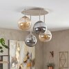 Moderne Cluster-plafondlamp Gastor met 4 amber- en rookkleurige glazen bollen, ø 15 cm