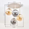 Moderne Cluster-plafondlamp Gastor met 4 amber- en rookkleurige glazen bollen, ø 15 cm