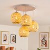 Boho Cluster-plafondlamp Basto met 4 gevlochten bamboeschermen in natuurlijke kleuren