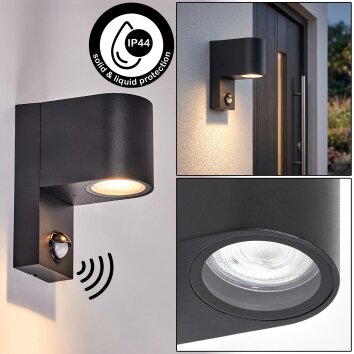 Kingstown buitenwandlamp met bewegingssensor, GU10 gevelspot voor buiten
