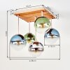 Boho kogellampje Gastor met houten lamellenplaat en 5 glazen bollen, ø 15 cm, E14